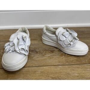 JARRETT Girls Leather White Slip On Sneakers Ruffle Flower US 11 Made Italy